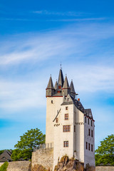 historic Diez castle at river Lahn , Rhineland-Palatinate, Germany