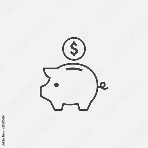 Fotografía piggy bank outline icon vector illustration
