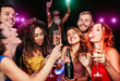 © Alessandro Biascioli - Happy friends making party drinking champagne in the nightclub - Young people having fun celebrating and dancing in the disco club - Nightlife, entertainment and youth lifestyle holidays