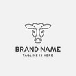 cow head linear logo design vector, cow linear emblem, cow head illustration, farming logo