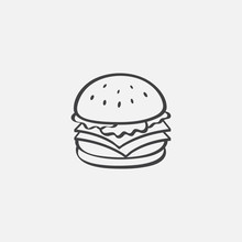 Burger Icon, Simple Linear Burger Icon, Burger Logo Design Illustration