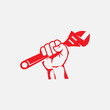 handy man service icon, tools logo icon, hand up with hummer logo design illustration