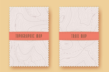 Wall Mural - background of topographic line contour map, set of vintage banner