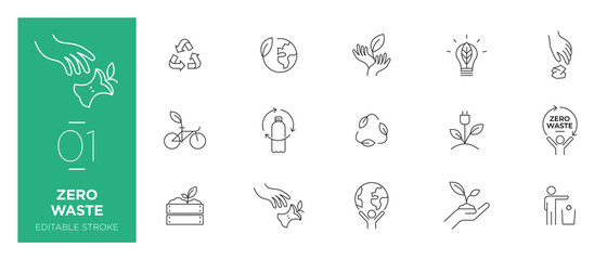 set of zero waste line icons - modern icons