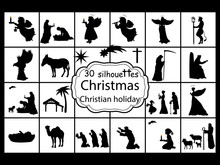 Set Silhouettes Christmas Nativity. Christian Holiday. Vector Illustration