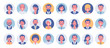 Business people avatar big bundle set. Businessmen and businesswomen face icons, character pic to represent online user in social net. Vector flat style cartoon illustration isolated, white background