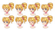 © TomatoLaccoon - A set of cute anime girl with different expressions. Blonde hair, big blue eyes.