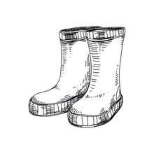 Rubber Boots Hand Drawn Vector Illustration
