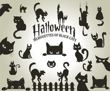 Halloween Decorative Silhouettes Of Black Cats