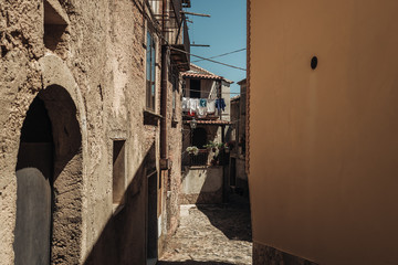 Wall Mural - SAN FILI / ITALY -  AUGUST 2019: Hanging clothes in the old town