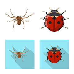 Wall Mural - Isolated object of insect and fly icon. Collection of insect and element stock vector illustration.