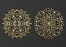 Logo Icon Ornamental Mandala Design In Gold Color. Vector Illustration