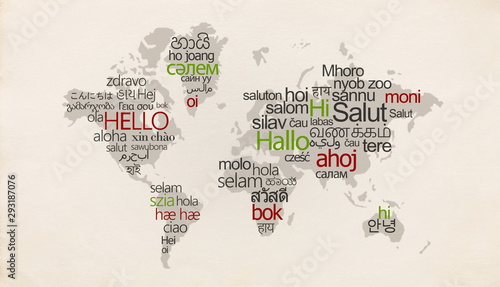 Cuadros en Lienzo Creative map with different languages on special countries