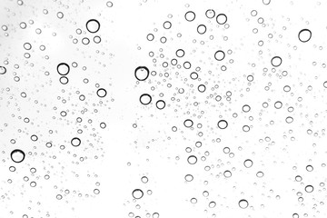 Rain drops on window glasses surface Natural Pattern of raindrops. Natural pattern of raindrops on white background for your design.