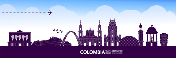 Fototapete - Colombia travel destination grand vector illustration.