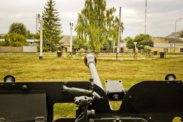 Old military equipment. Abstract photo. Old weapon