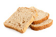 Three slices of whole wheat toast bread isolated on white.