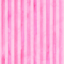 Watercolor Pink Stripes On Pink Background. Pink And White Striped Seamless Pattern