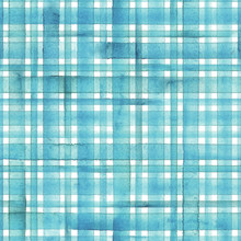 Watercolor Stripe Plaid Seamless Pattern. Teal Blue Turquoise Stripes Background