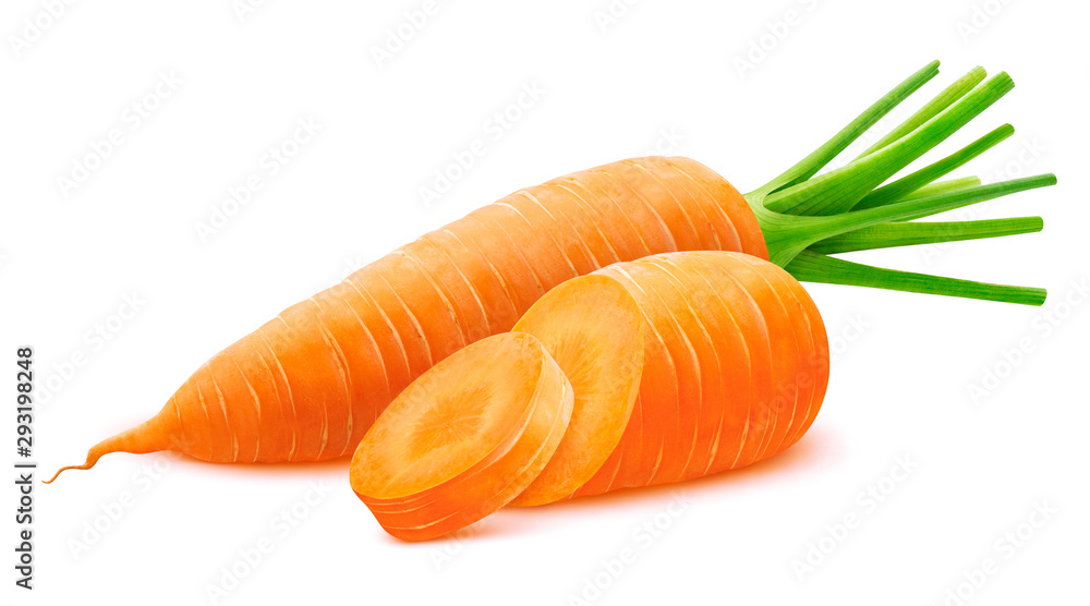 Carrot isolated on white background with clipping path - obrazy, fototapety, plakaty 