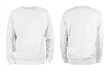 Men's white blank sweatshirt template,from two sides, natural shape on invisible mannequin, for your design mockup for print, isolated on white background.