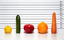 Diet Detox Vegetables And Fruits Aligned As Suspects In Eyewitness Identification Room
