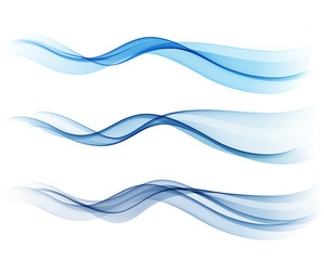 set of blue abstract wave design element