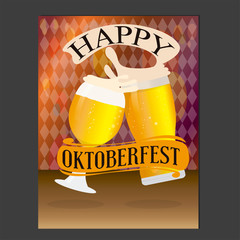 Wall Mural - Oktoberfest poster with a beer glasses - Vector