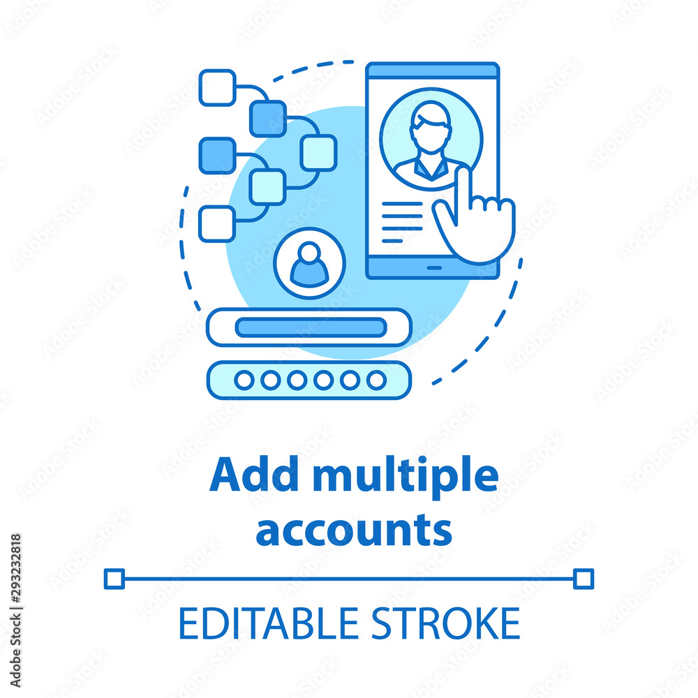 Add multiple accounts blue concept icon. Create new user profile idea ...