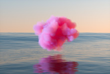 The Lovely Pink Cloud On The Ocean, 3d Rendering.