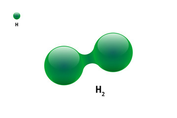 chemistry model of molecule hydrogen h2 scientific element. integrated particles natural inorganic 3