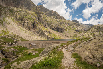 Wall Mural - French Alps, Valley of Miracles, mountain lakes, pristine nature. Mercantour National Park