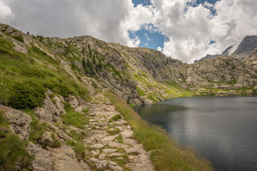 Sticker - French Alps, Valley of Miracles, mountain lakes, pristine nature. Mercantour National Park