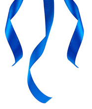 Three Blue Satin Ribbon Isolated On White Background