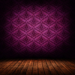 Wall Mural - dark interior room with baroque wallpaper