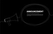 © Panithan - Megaphone with talk bubble single line graphic style. Poster for announcement and communication template.