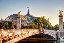 Bridge And Sculptures Atop The Pont Alexandre III Bridge In Paris