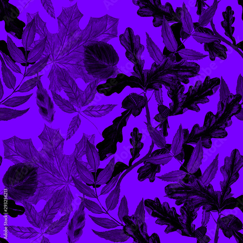 Creative seamless pattern with autumn leaves. Fashion print