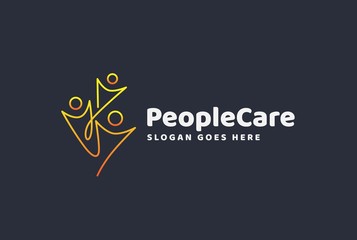 People care fun colorful illustration for health and education logo design