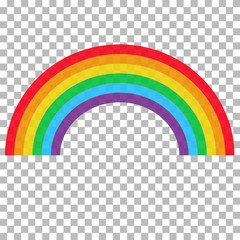 Wall Mural - realistic rainbow on transparent background. abstract realistic colorful rainbow.