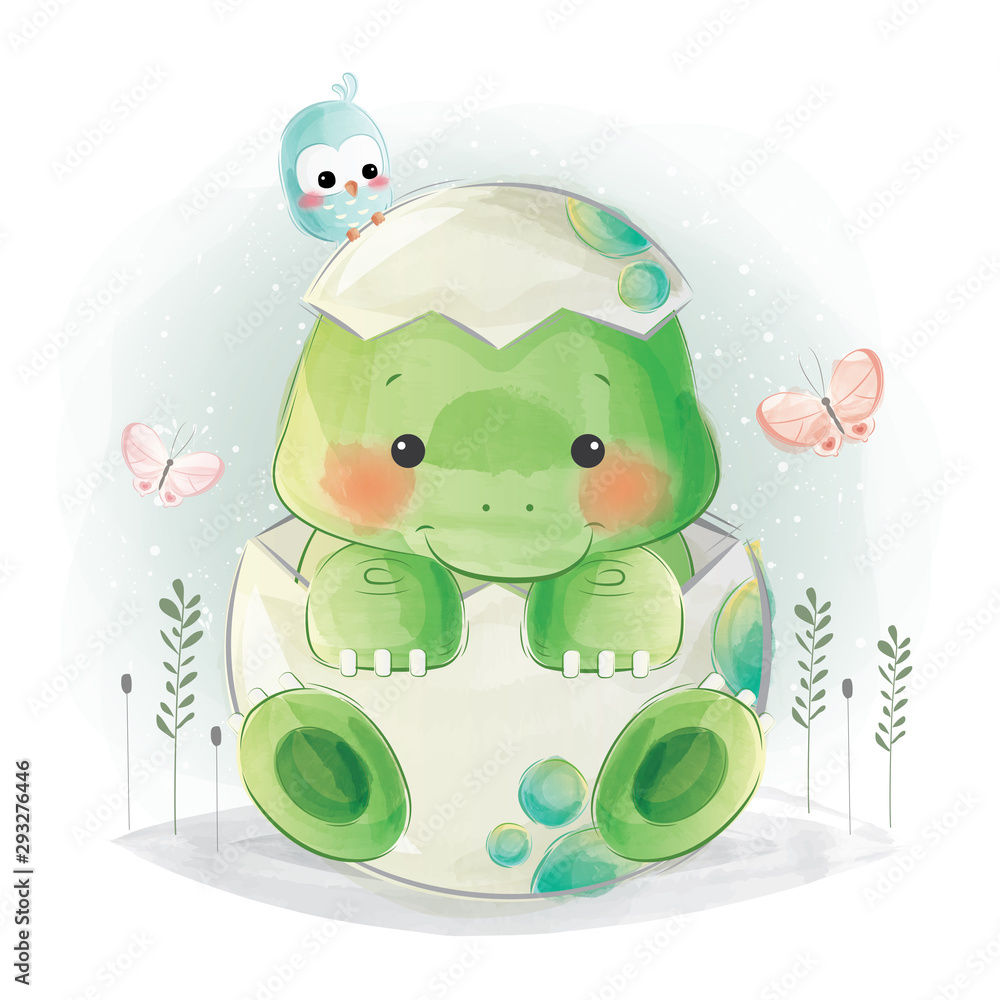 Cute Baby Dino in Egg Stock Vector | Adobe Stock
