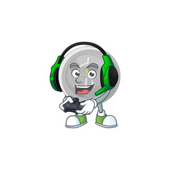 Wall Mural - Gaming silver coin cartoon character for currency