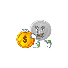 Canvas Print - Bring coin silver coin cartoon character with mascot