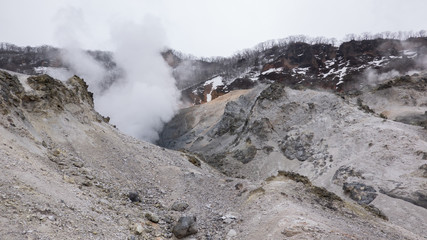 Jigokudani, Hell valley in Noboribetsu Hokkaido, Japan.