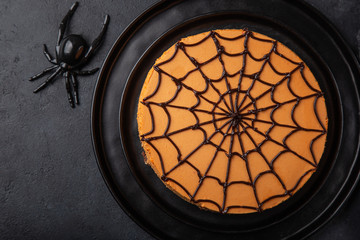 Canvas Print - Halloween spider pumpkin cheesecake