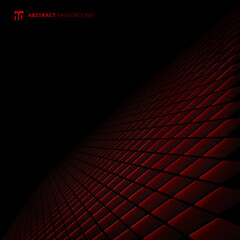 Abstract black and red subtle lattice square pattern perspective background and texture with space for your text.