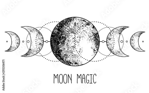 Fotografía Triple moon pagan Wicca moon goddess symbol