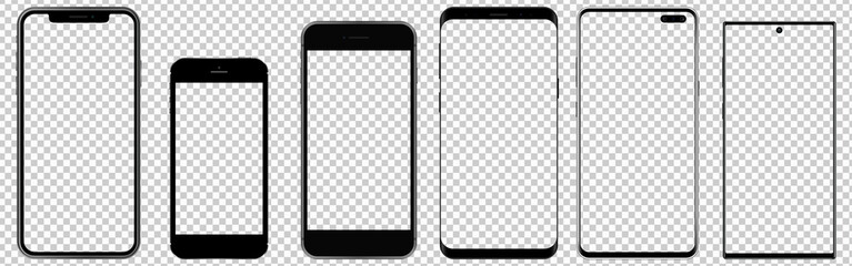 mobile phone mockup collection. realistic modern vector smartphones.