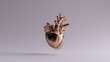 Bronze Artificial Cyborg Heart Anatomical Front View 3d illustration 3d render
