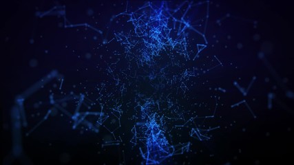 Wall Mural - moving tunnel background with blue lines